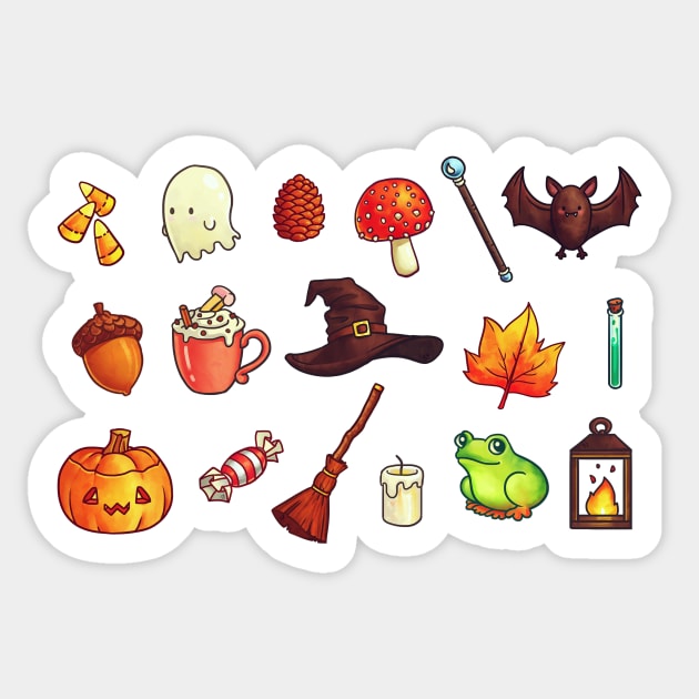 Cute Halloween Pattern v1 Sticker by Shellz-art